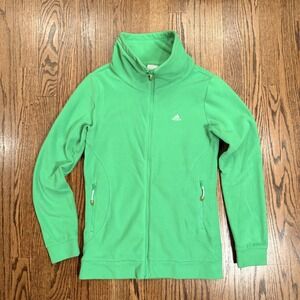 Adidas Full Zip Fleece Jacket Funnel Neck Activewear Small Green ATV004